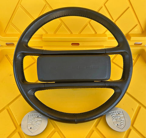 Genuine Porsche 911 964 Steering Wheel Black Leather 380mm Part No. 964.347.084.